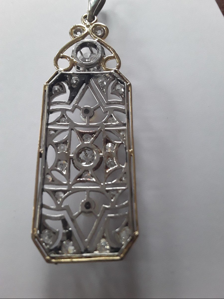 Art Deco Gold And Diamond Plaque Pendant-photo-1