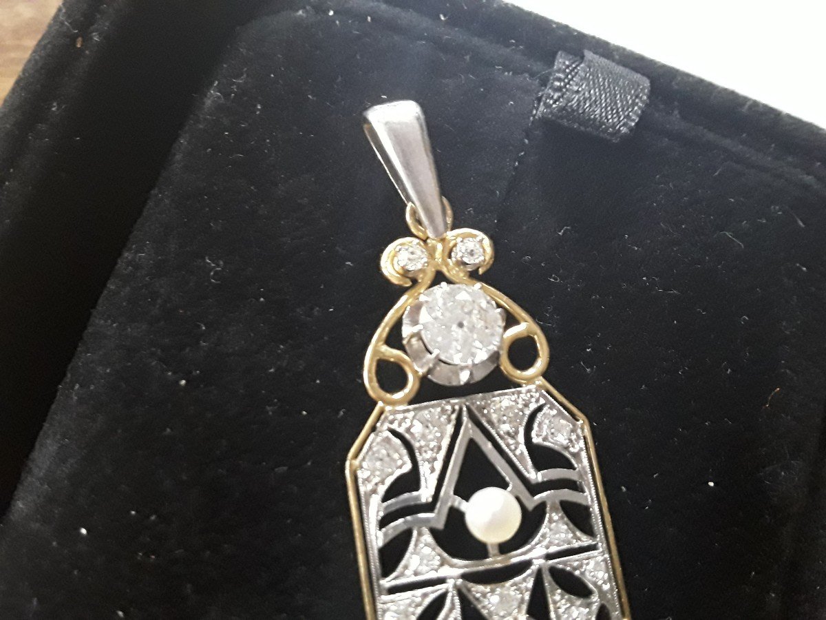 Art Deco Gold And Diamond Plaque Pendant-photo-5