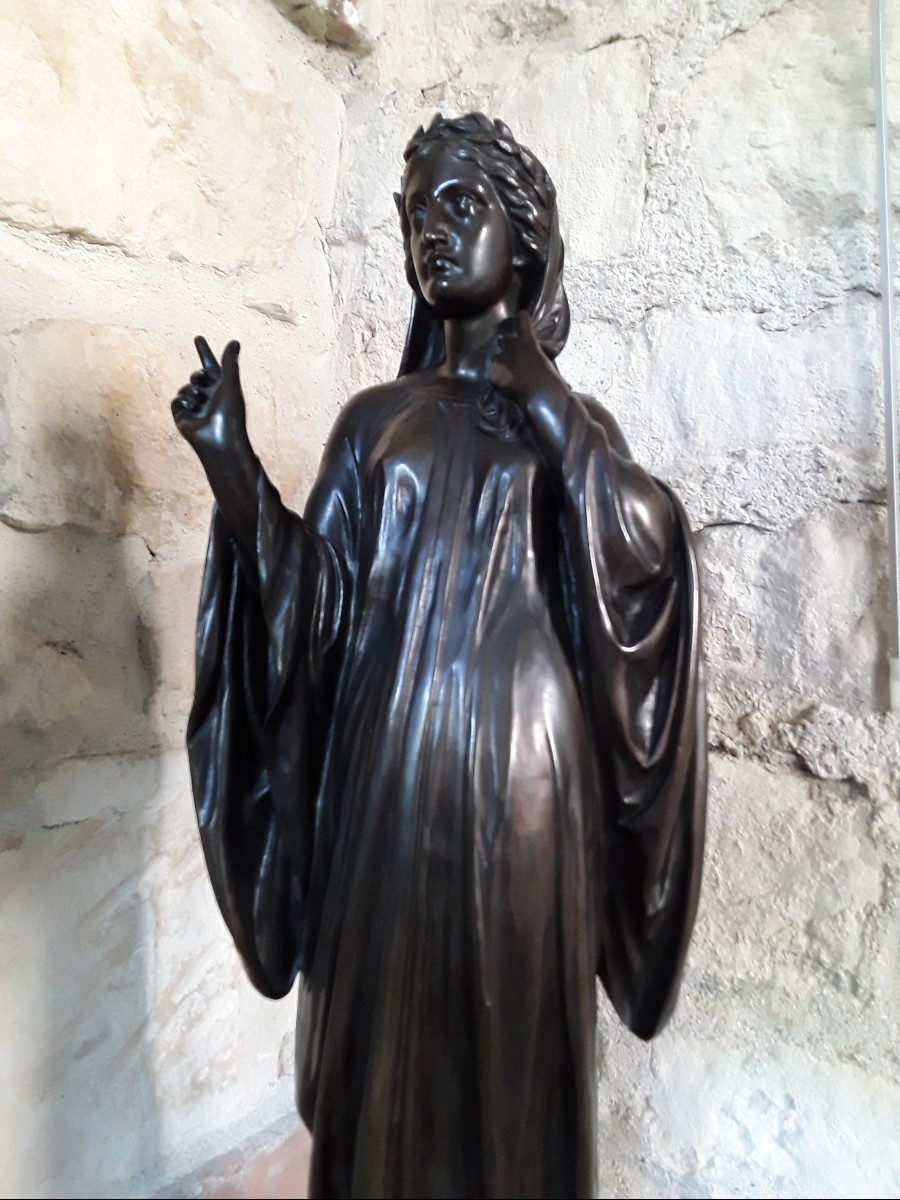 Sculpture En Bronze De Jules Cambos . Beatrice De Dante . -photo-2