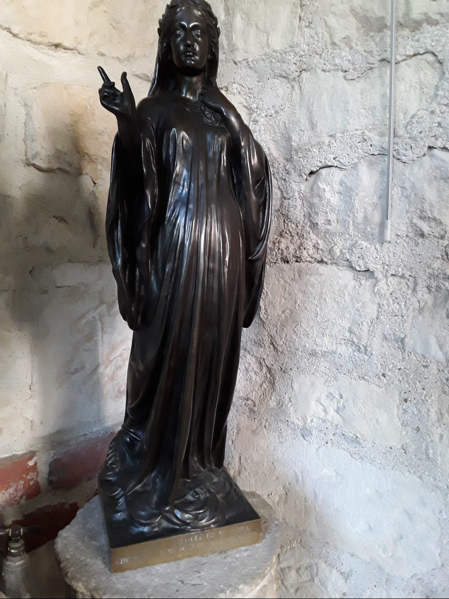 Bronze Sculpture By Jules Cambos. Beatrice Of Dante. -photo-3