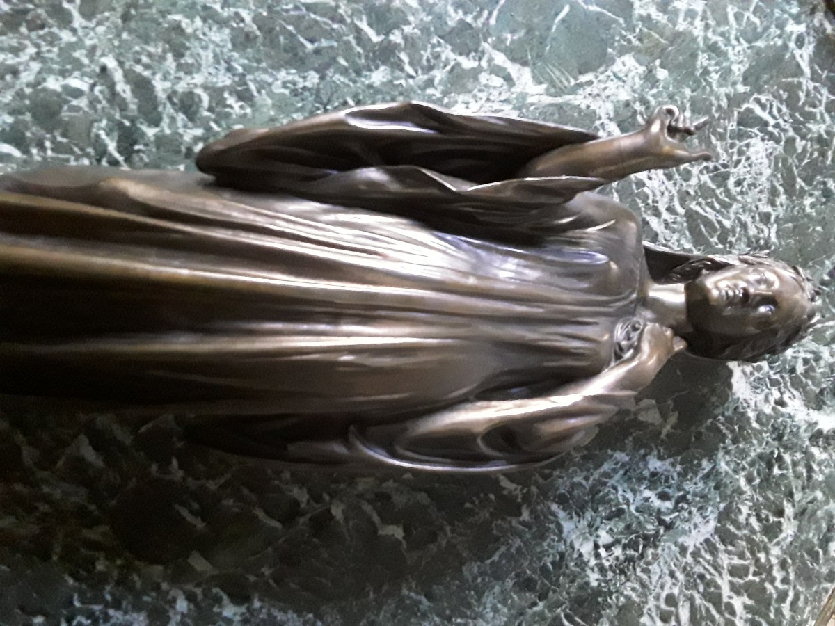 Bronze Sculpture By Jules Cambos. Beatrice Of Dante. -photo-5