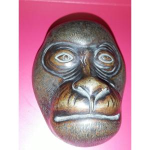 Masque De Singe En Bronze  Japon 19ème Siecle 