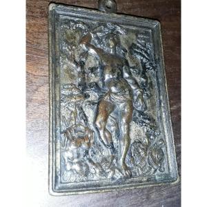 Plaquette En Bronze 16ème Siecle  St Sebastien 