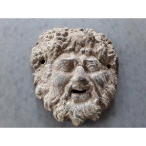 Bacchus Mask In Lead From The Ancient Roman Period