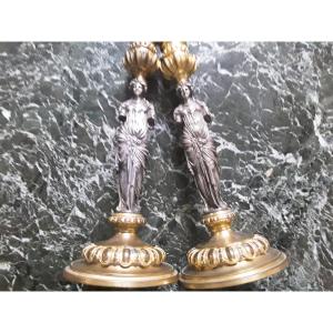 Pair Of Barbedienne Candlesticks 