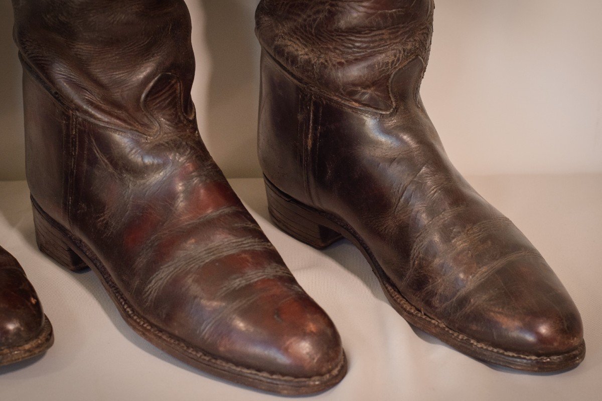 Antique Leather Riding Boots - Two Pairs-photo-4