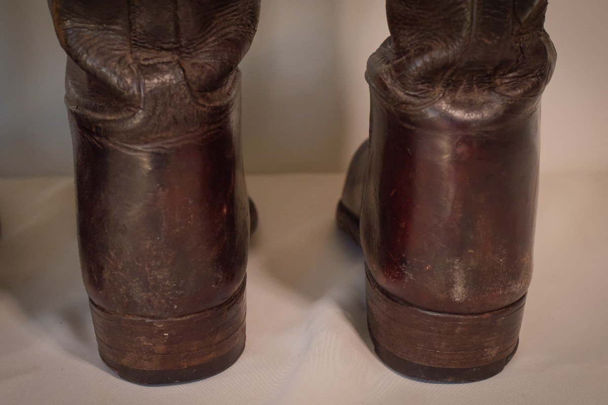 Antique Leather Riding Boots - Two Pairs-photo-8