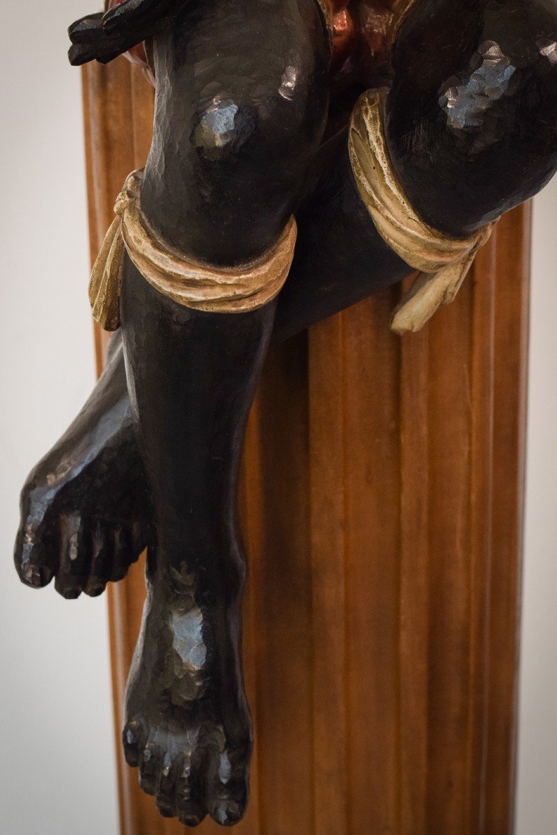 Candélabre Polychrome Blackamoor Du Milieu Du Siècle Sur Une Colonne-photo-5