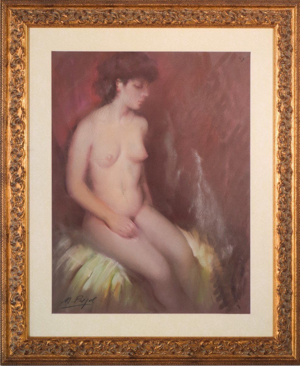 Framed And Signed - Pastel Of A Nude-photo-2