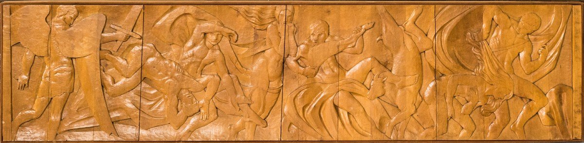 Josep Mundet And Joan Palet - Monumental Carved Panel-photo-2