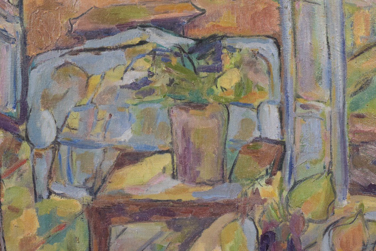 Fauve Interior And Garden Scene - Oil On Canvas-photo-1