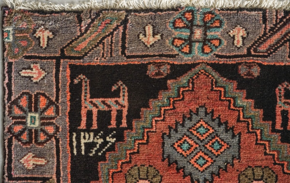 Unusual Handwoven Vintage Rug - Tribal With Animal Patterns-photo-2