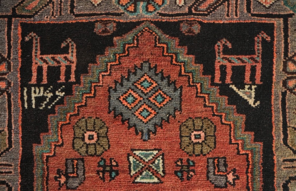 Unusual Handwoven Vintage Rug - Tribal With Animal Patterns-photo-4