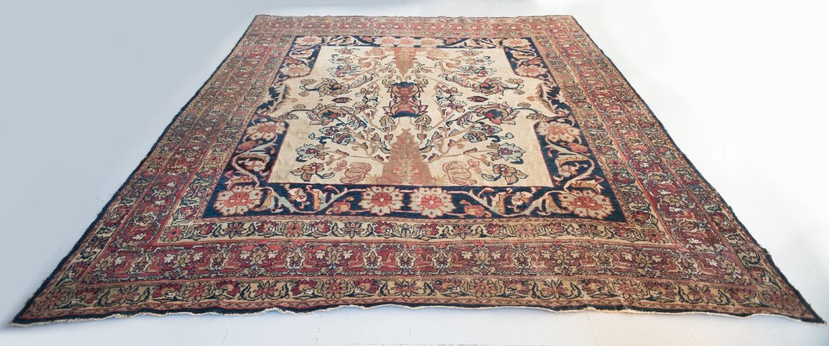  Large Antique And Unusual Carpet - Kerman Or Mashad-photo-2