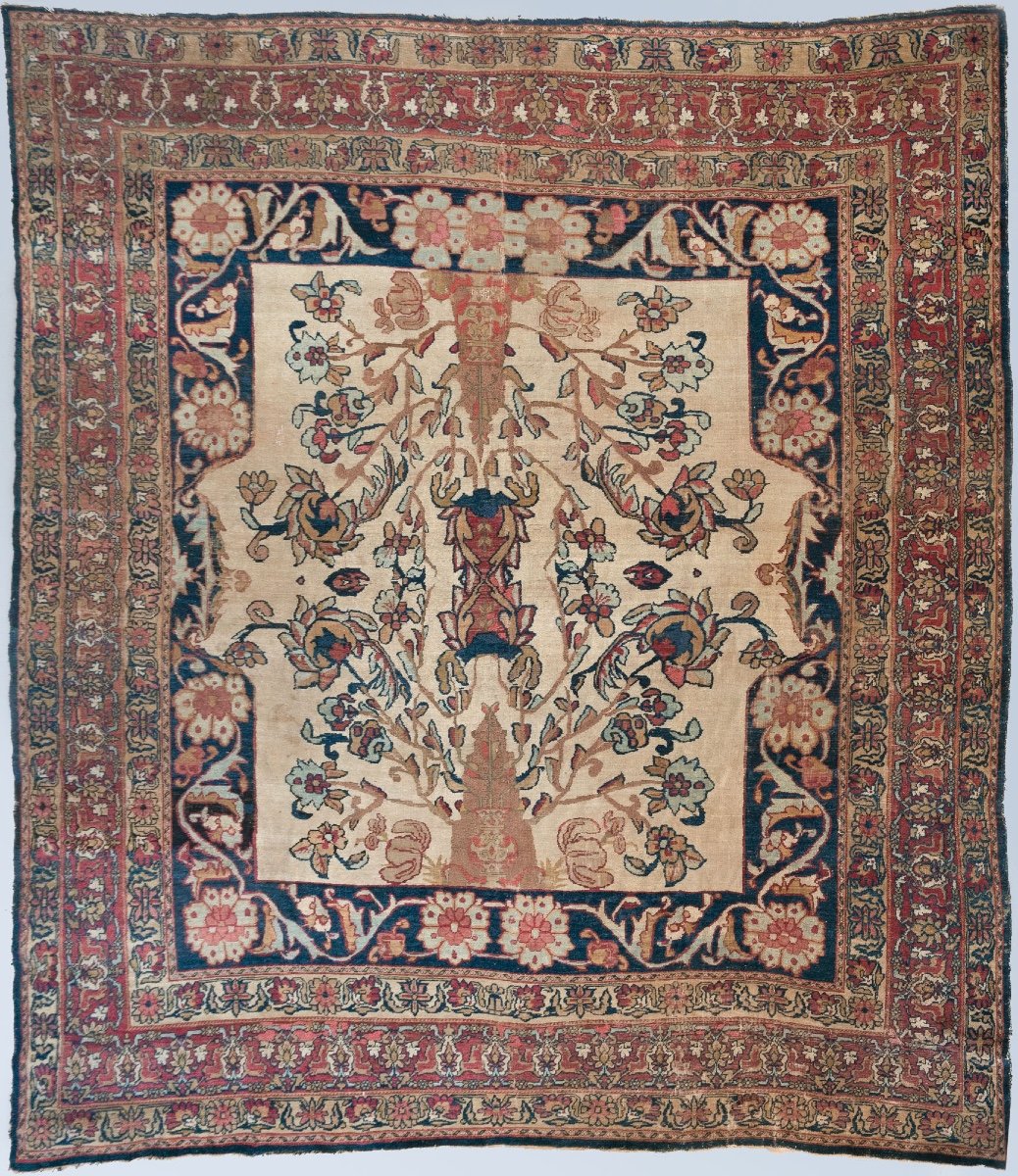  Large Antique And Unusual Carpet - Kerman Or Mashad