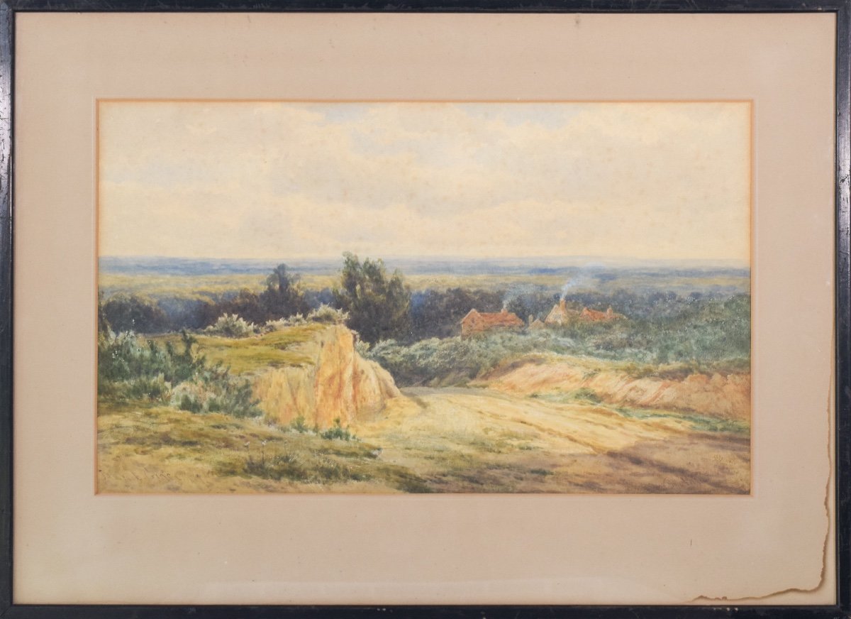 James Edward Grace - Aquarelle De Paysage Rural-photo-2