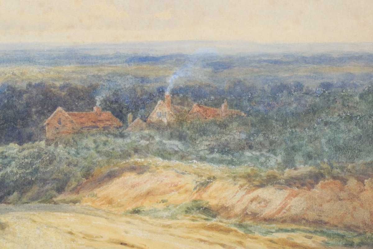 James Edward Grace - Aquarelle De Paysage Rural-photo-3