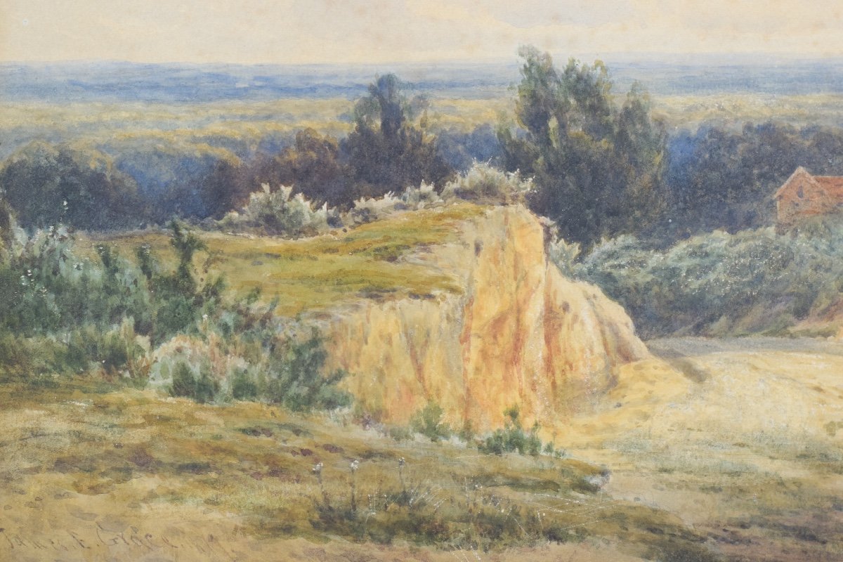 James Edward Grace - Aquarelle De Paysage Rural-photo-4