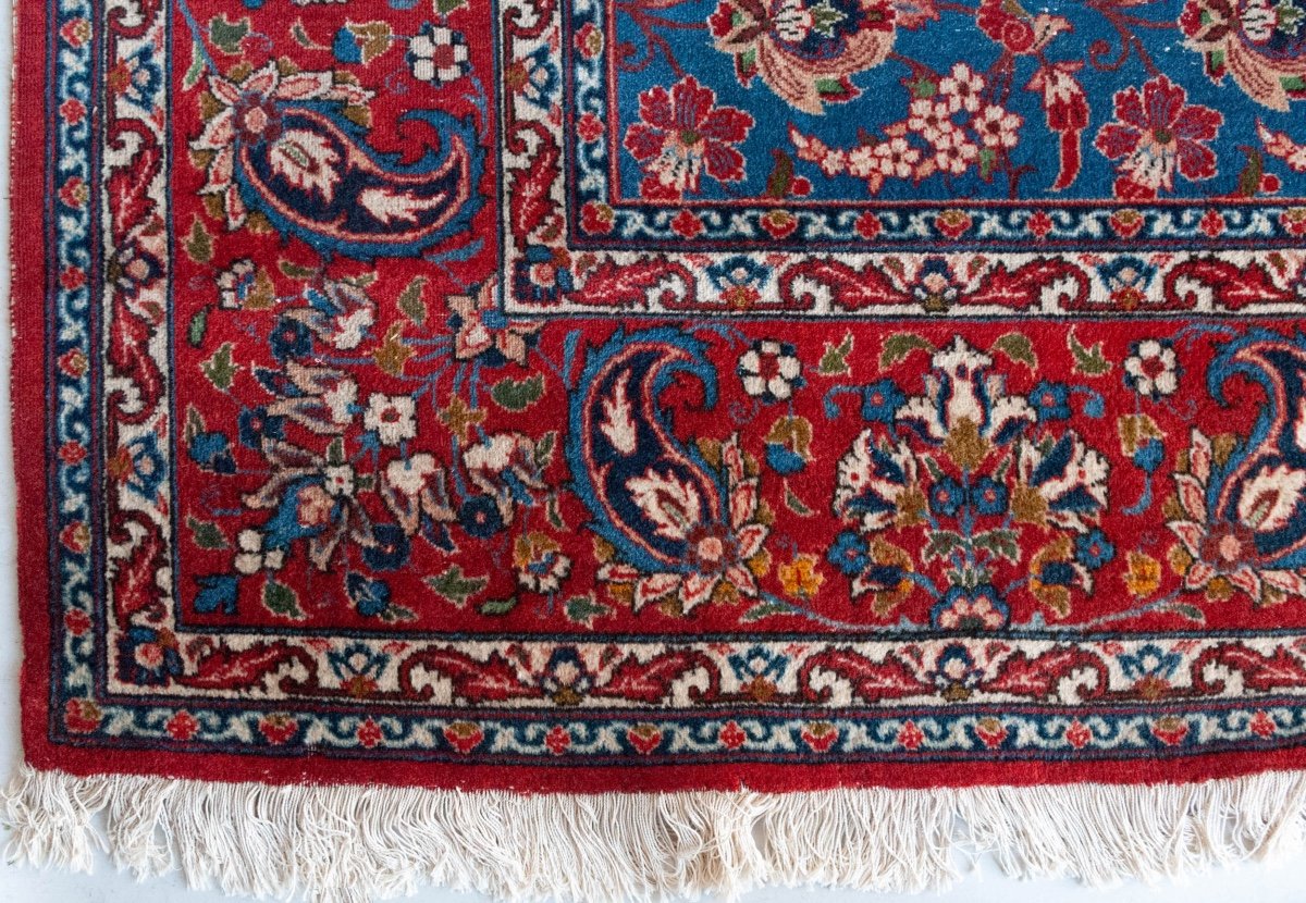 Tapis Mashhad Avec Fleurs Et Oiseaux - Grand - Vintage-photo-4