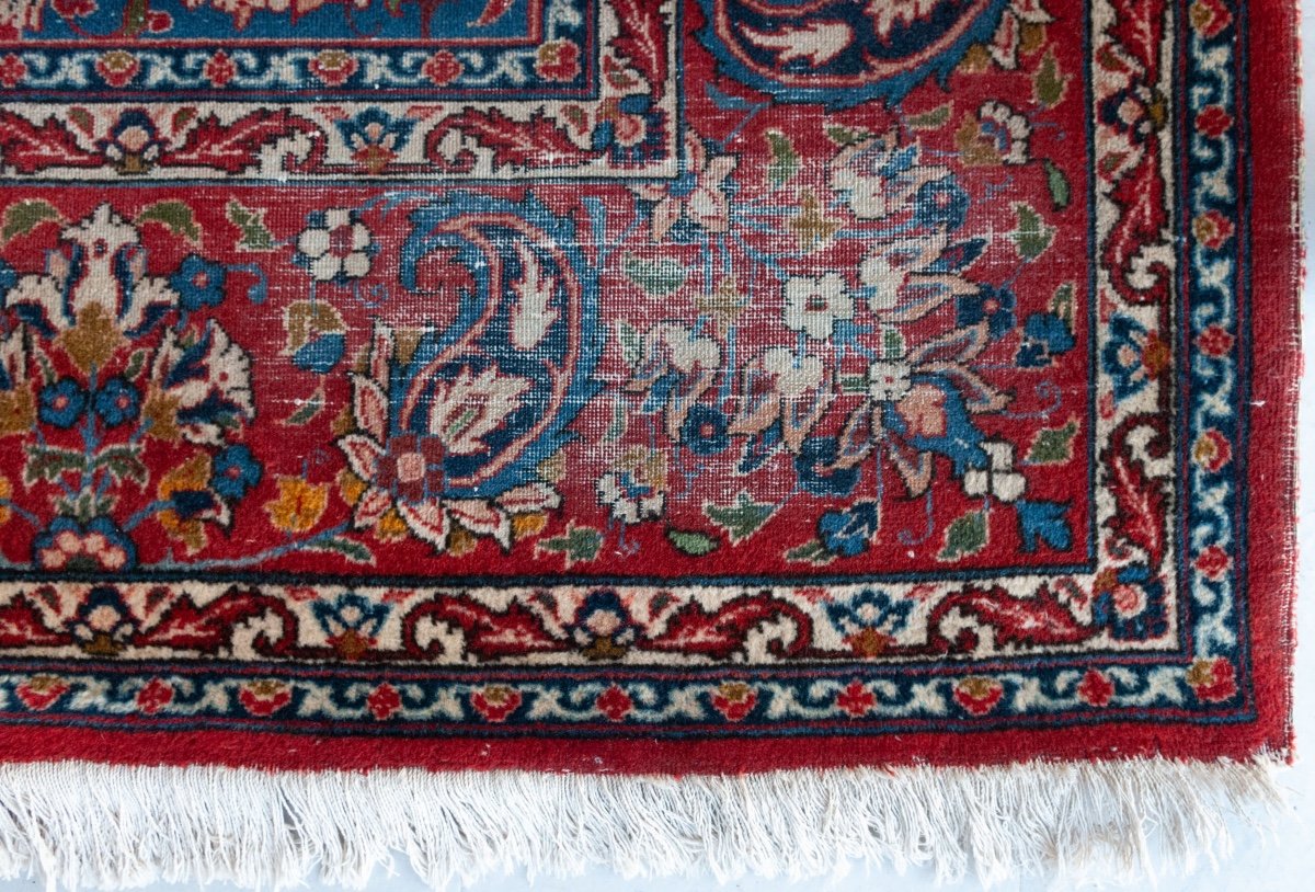 Mashhad Rug With Flowers And Birds - Large - Vintage-photo-1