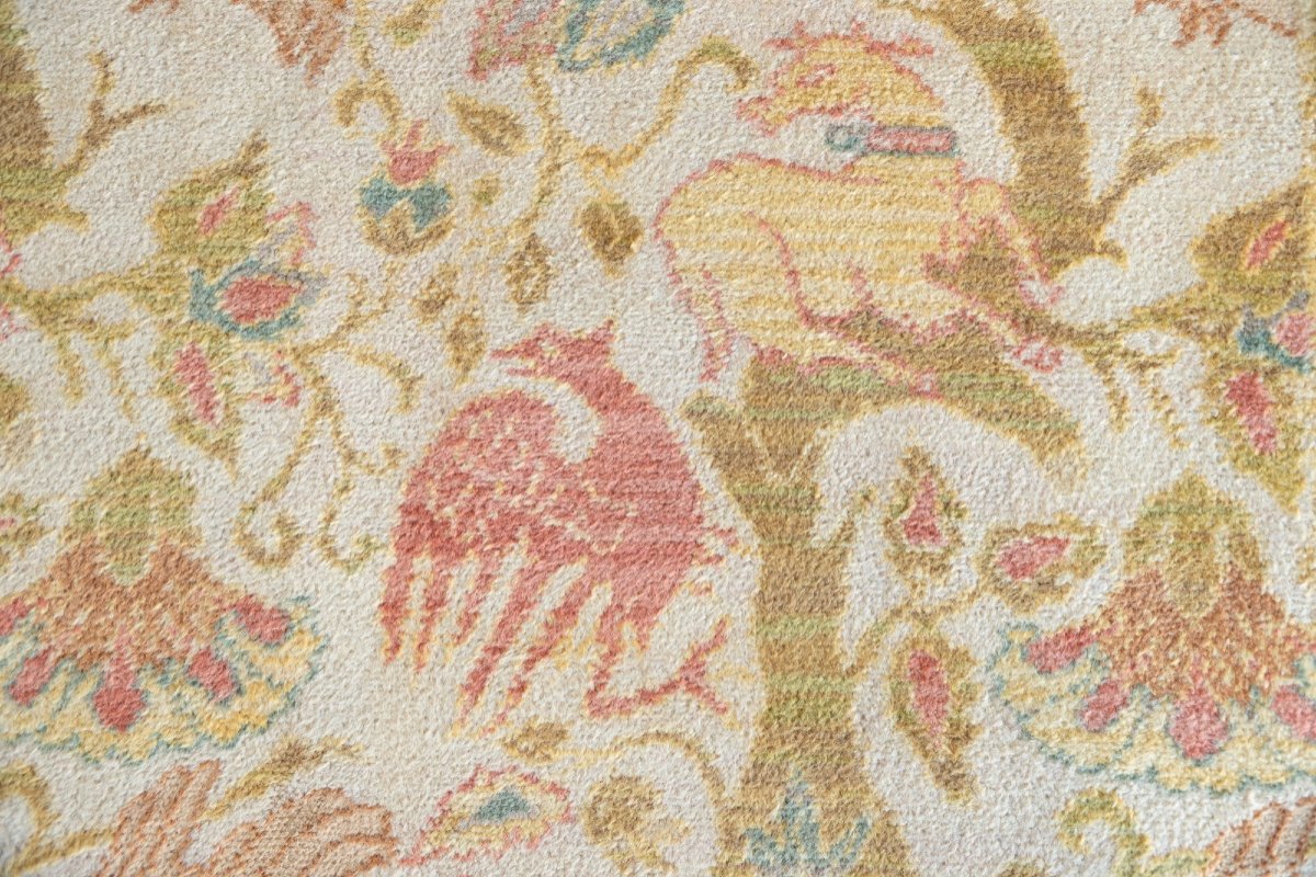 Large Vintage Handwoven Spanish Rug With Exotic Creatures-photo-3