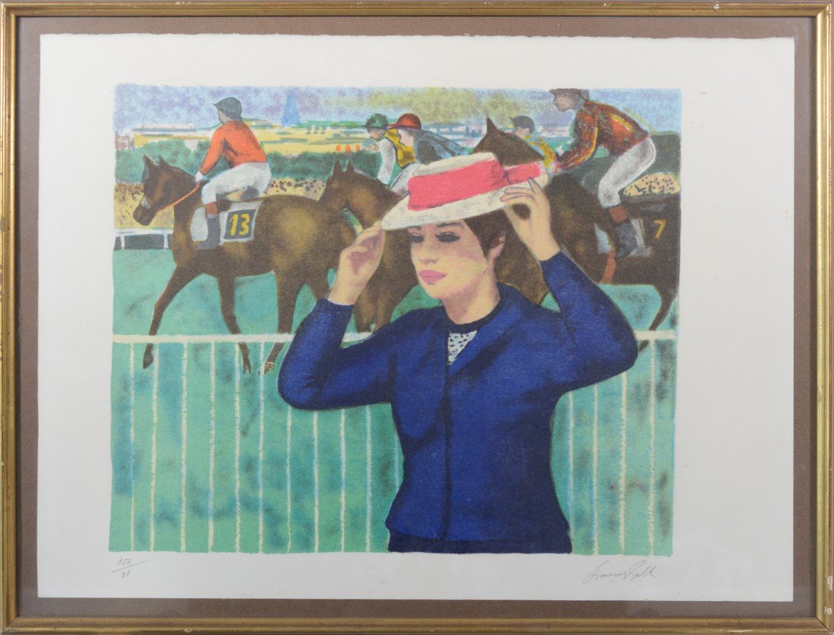 Horse Racing At Auteuil - Lady With Hat - François Gall-photo-2