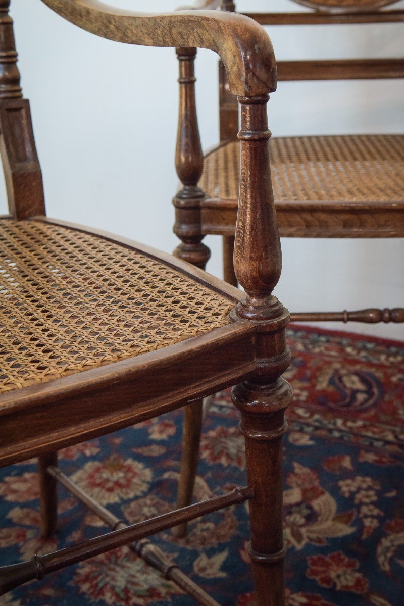 Elegant Vintage Games Table - With Four Matching Bergere Chairs-photo-5