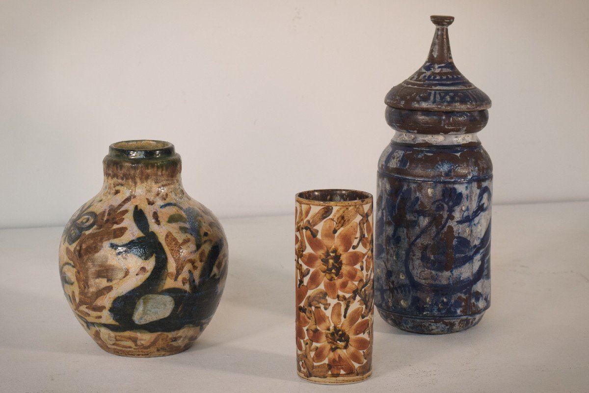 Trois Vases Signés En Céramique d'Art d'Atelier-photo-4