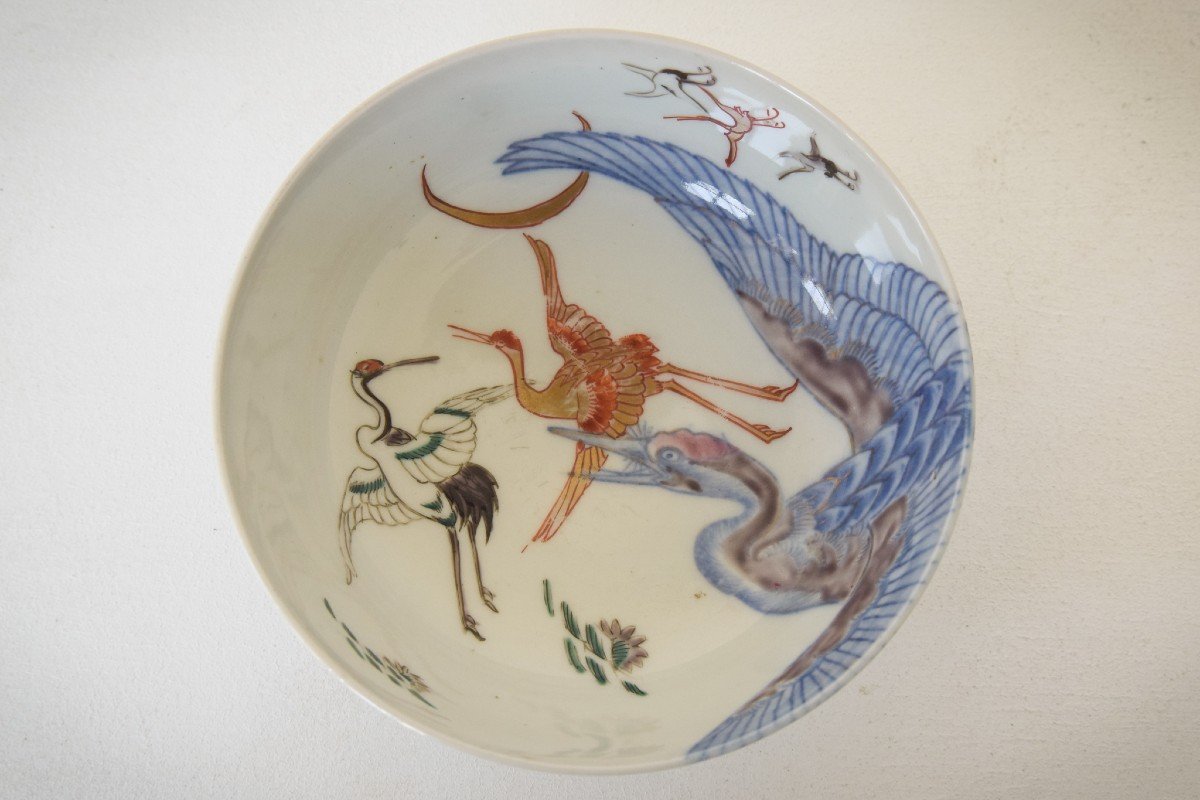 Pair - Oriental Bowls With Cranes-photo-2