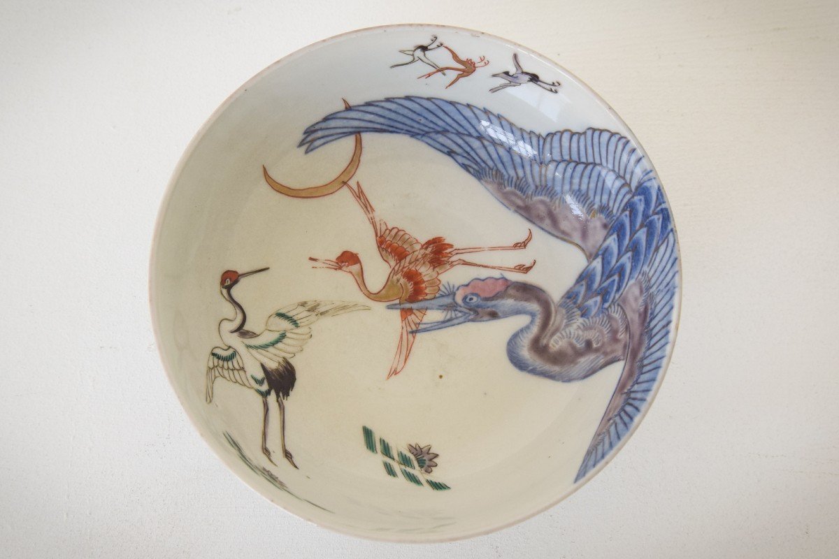 Pair - Oriental Bowls With Cranes-photo-3