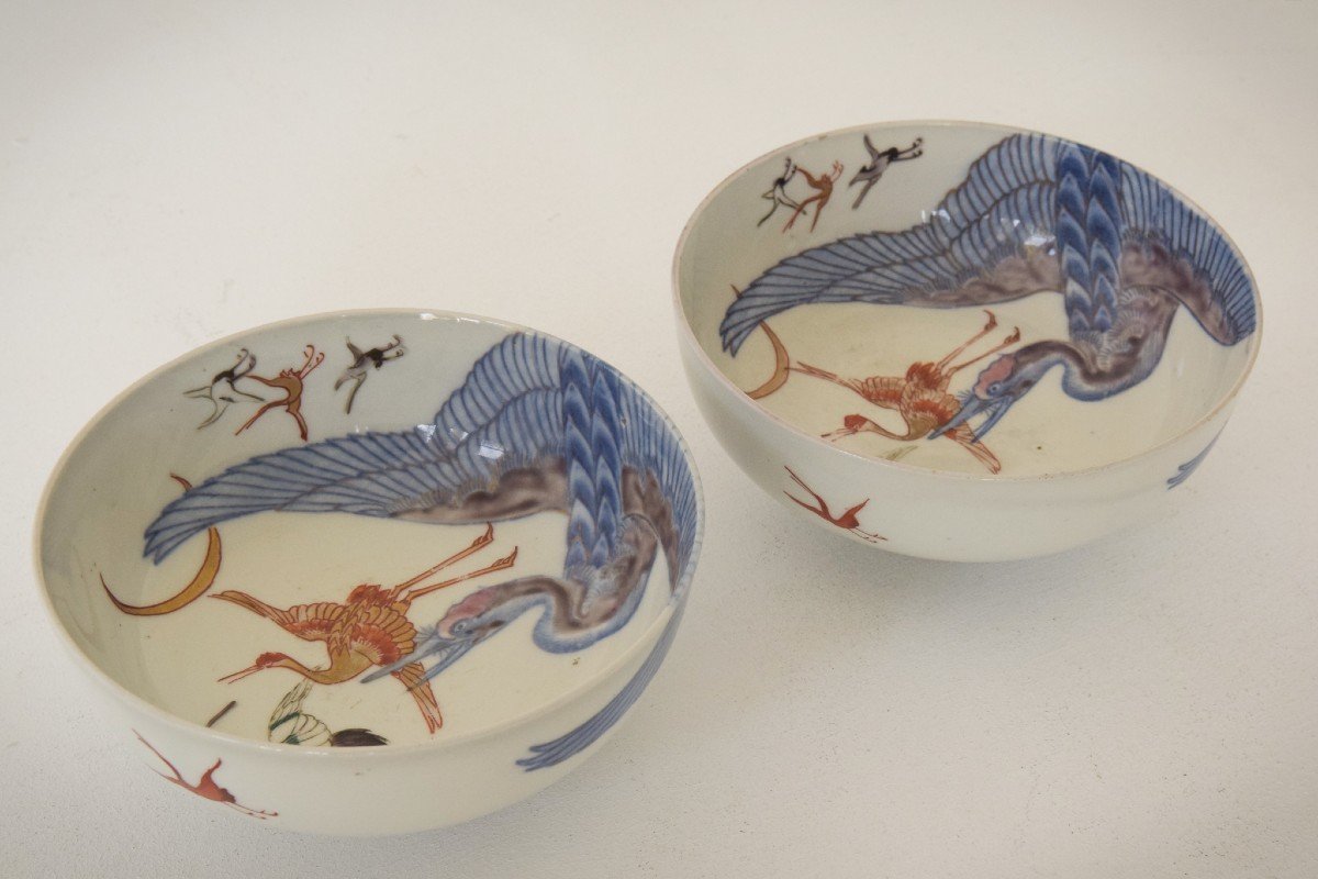 Pair - Oriental Bowls With Cranes-photo-1