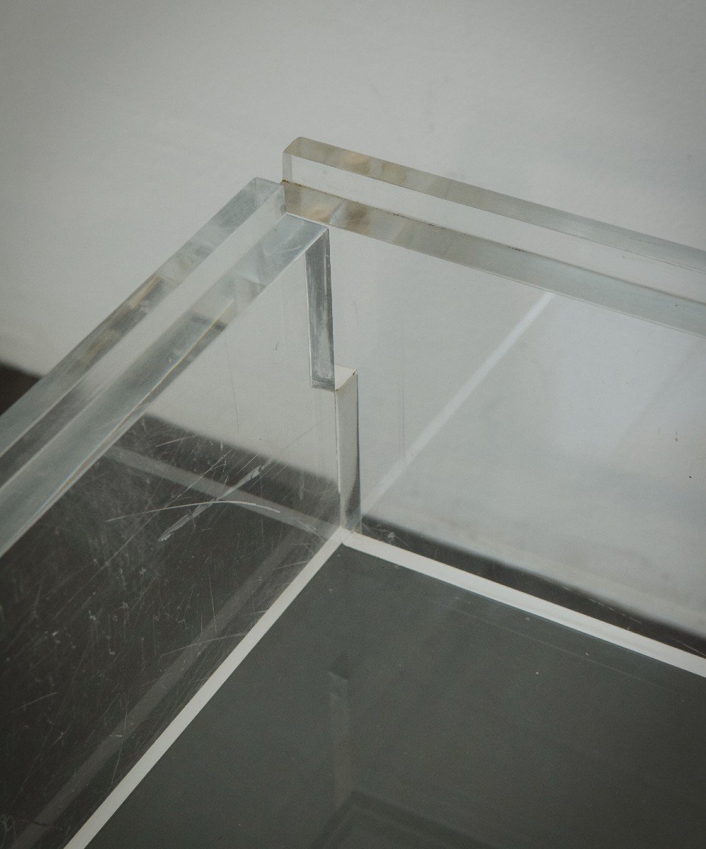 Large Modernist - 70s Glass And Perspex - Coffee Table-photo-4