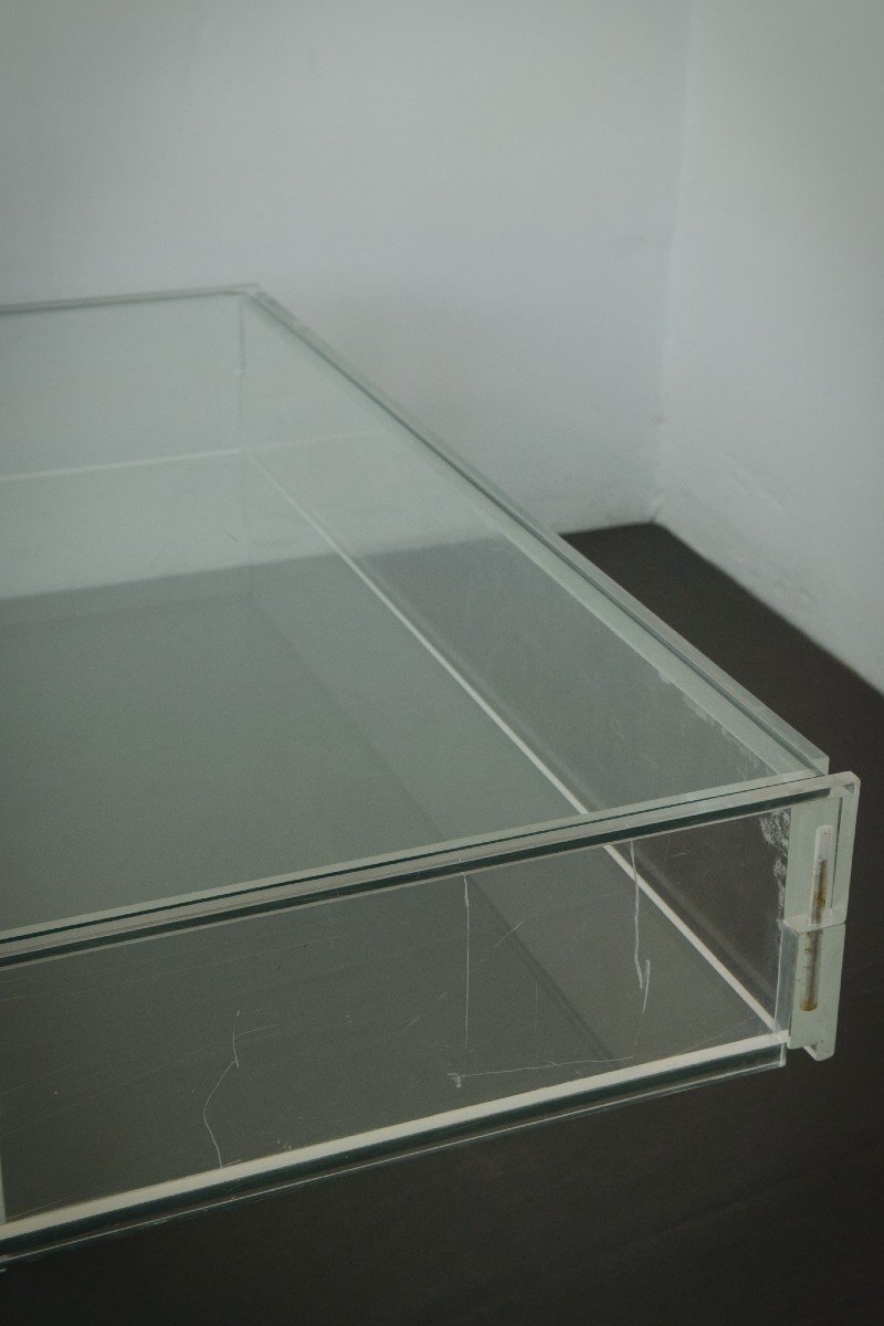 Large Modernist - 70s Glass And Perspex - Coffee Table-photo-6