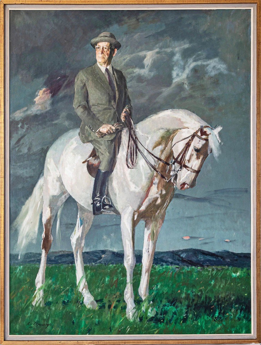 Ricardo Arenys Galdon - Camilo José Cela - Portrait En Pied à Cheval-photo-2