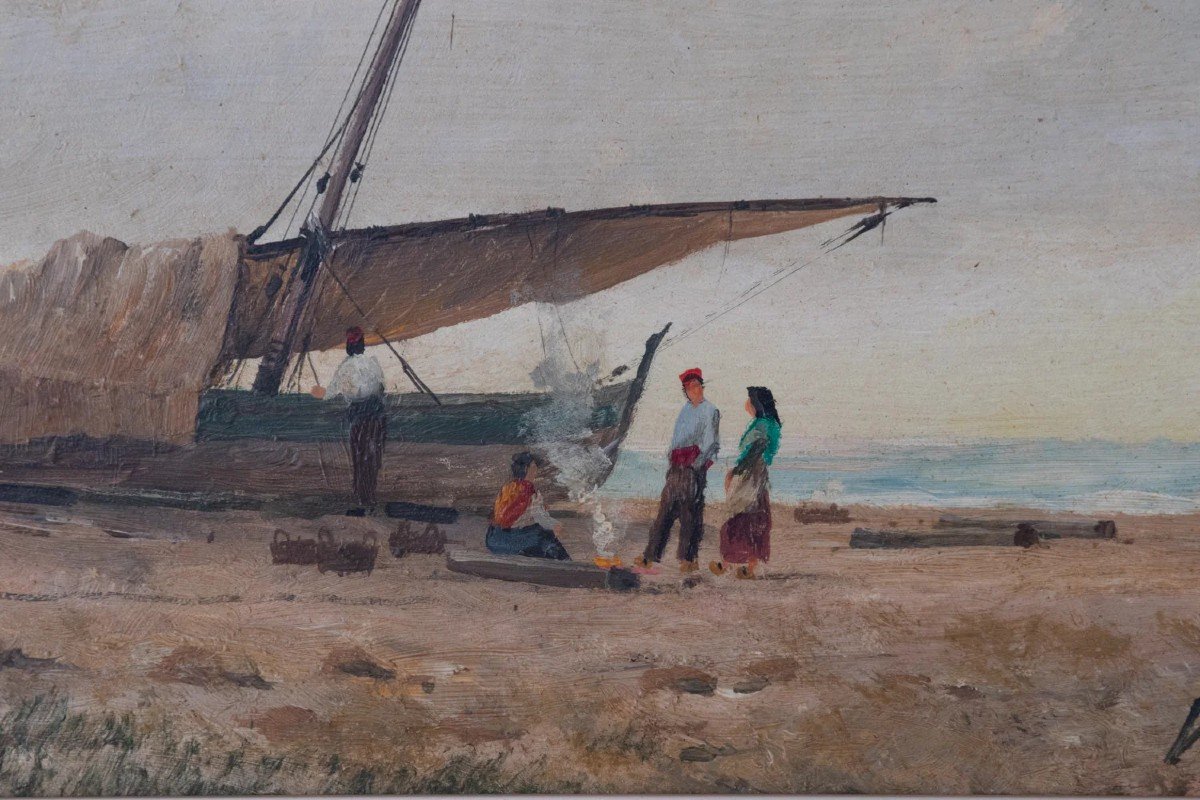 Bateau De Pêche Méditerranéen - Scène De Plage-photo-3