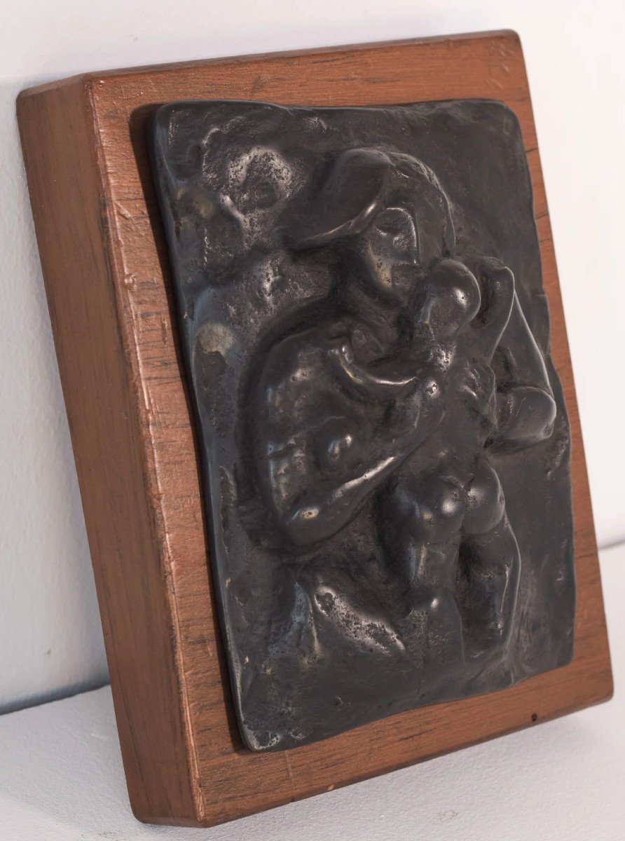 Manuel Martinez Hugué - Bronze Plaque Of Mother And Child-photo-4