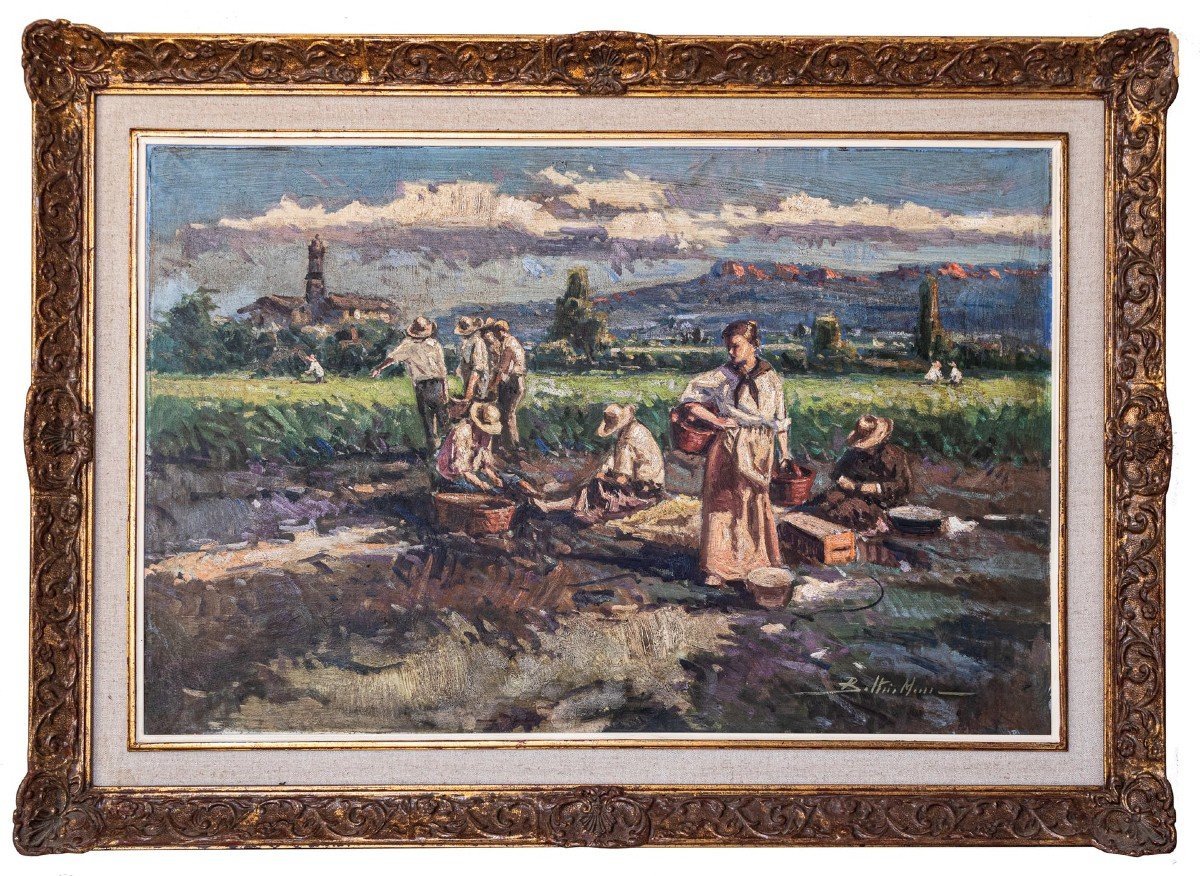 Harvest Reaping - Large Framed Post-impressionist Oil Painting-photo-2