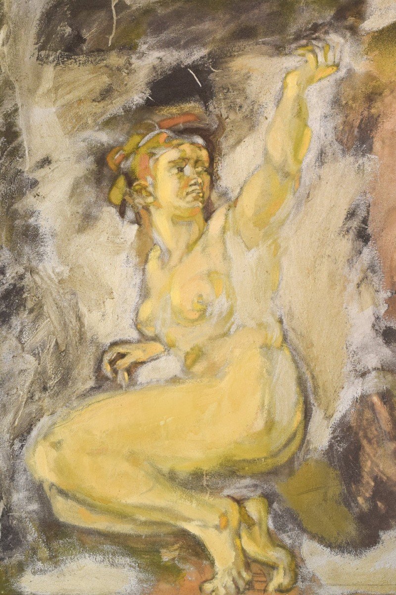 Vicente Vela - Deux Grandes études De Nu Expressionniste Figuratif-photo-3