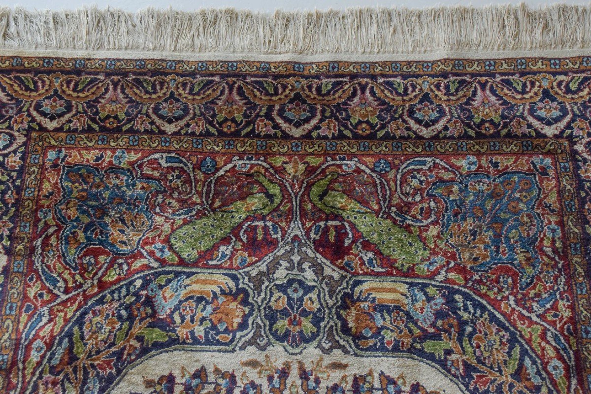 Tapis Tissé à La Main Vintage - Paons Et Lions-photo-3