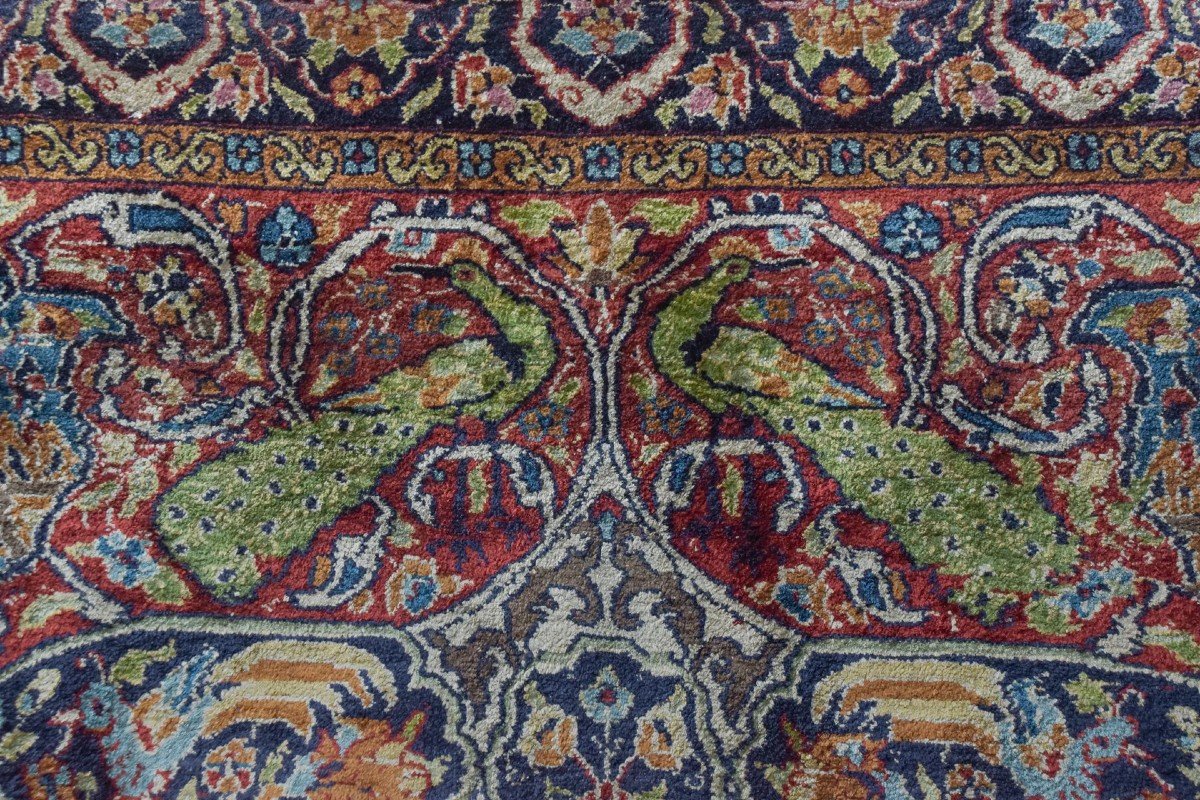 Tapis Tissé à La Main Vintage - Paons Et Lions-photo-1