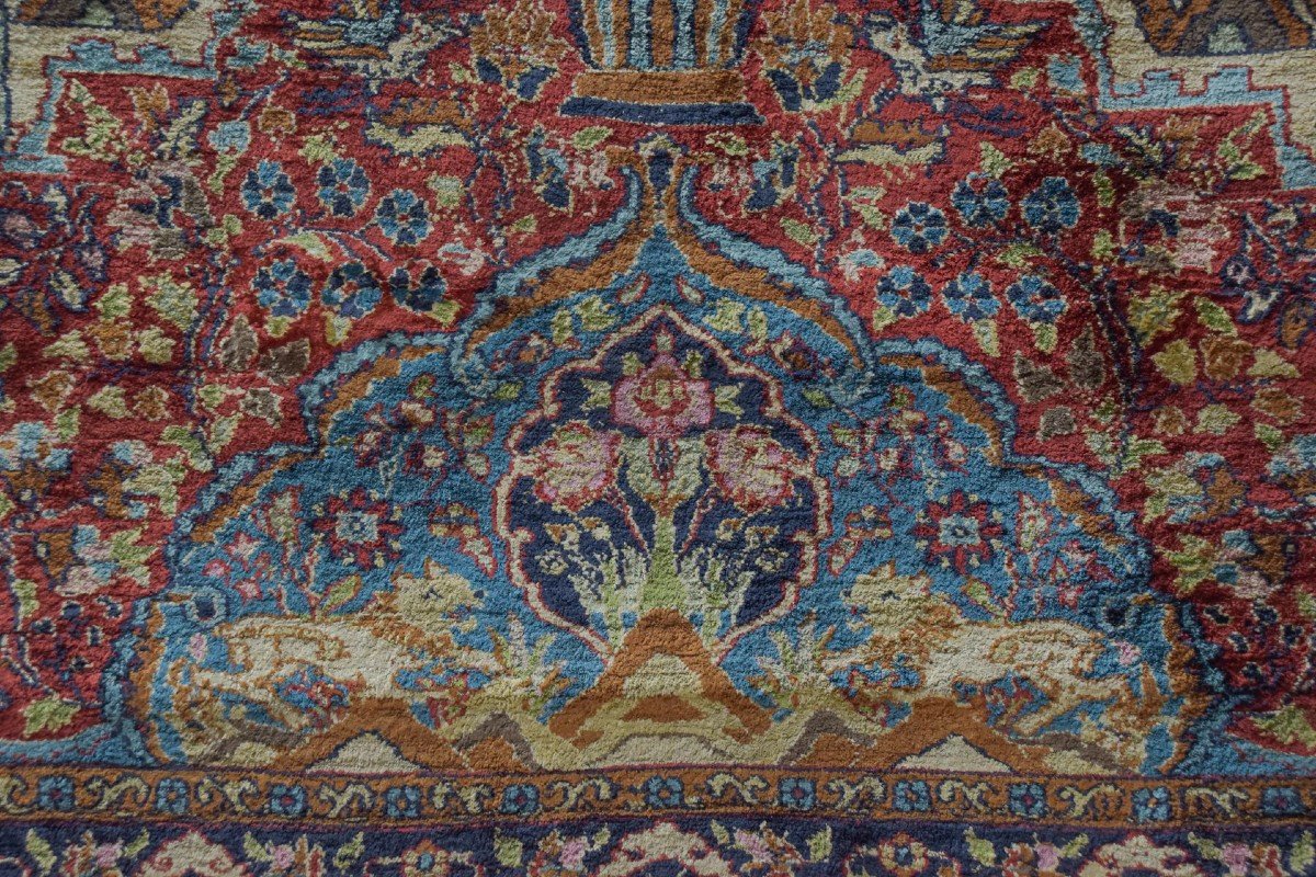 Handwoven Vintage Rug - Peacocks And Lions-photo-3