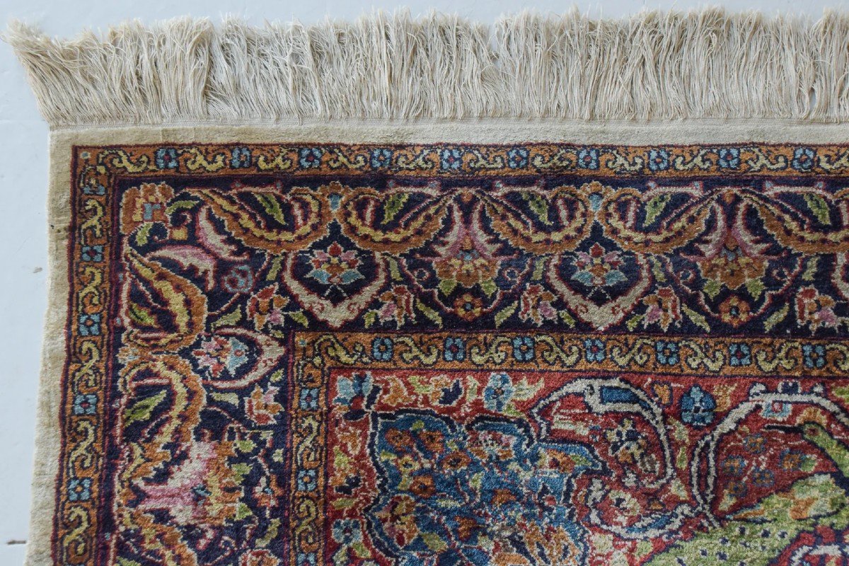 Handwoven Vintage Rug - Peacocks And Lions-photo-4