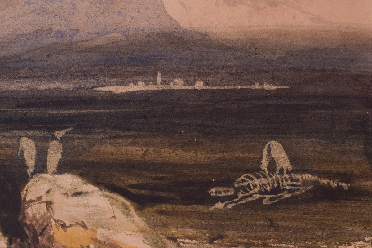 Suiveur d'Edward Lear Et De David Roberts - Aquarelle Topographique-photo-3