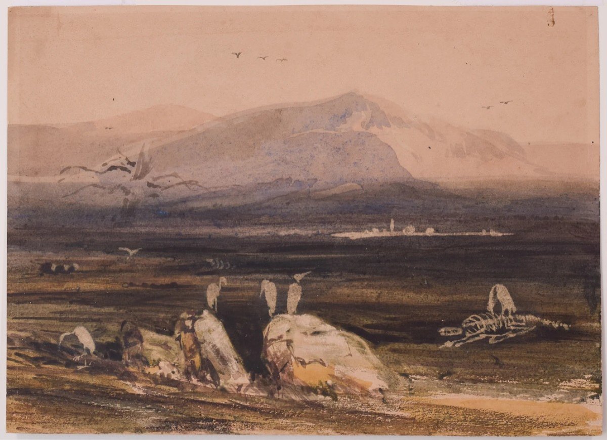 Suiveur d'Edward Lear Et De David Roberts - Aquarelle Topographique