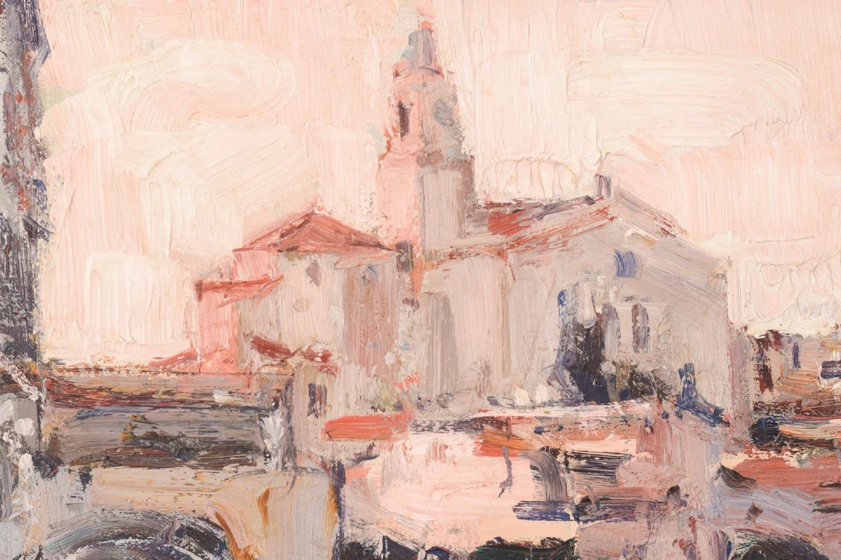 Post Impressionist Cityscape With Church - Albert Alis-photo-1