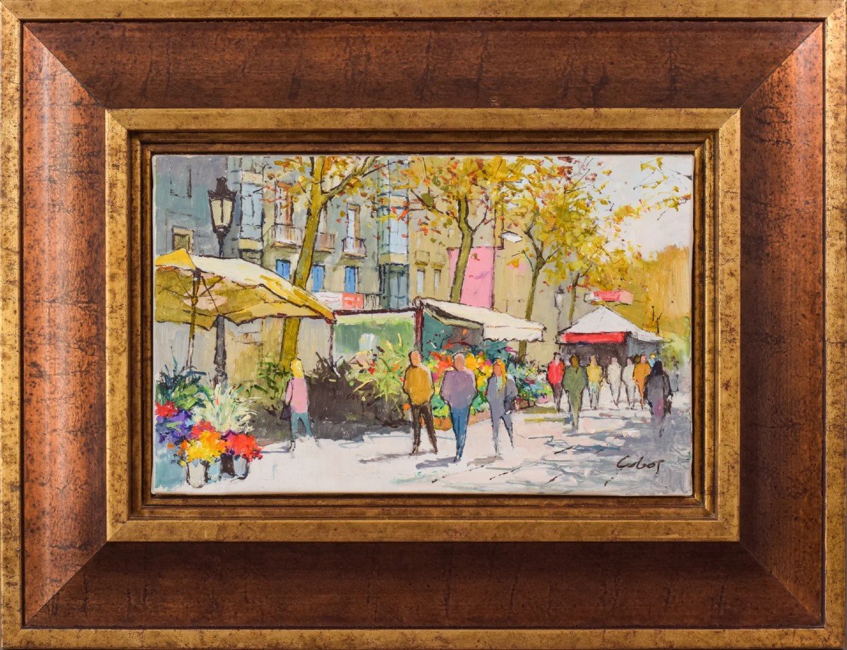 Scène De Marché Animée - Huile Sur Toile-photo-2