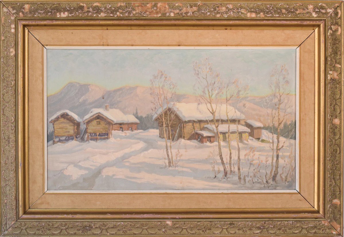 Einar Krüger - Paysage De Neige Post-impressionniste-photo-2