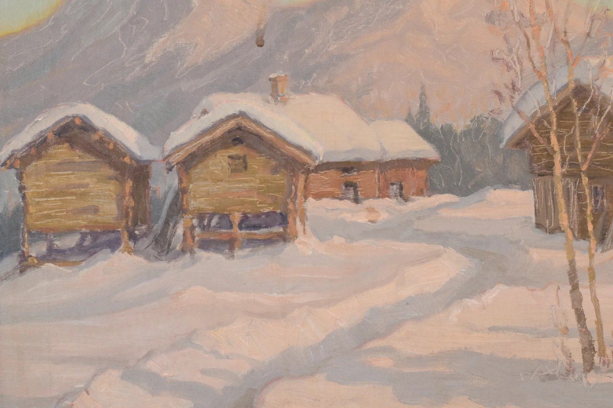 Einar Krüger - Paysage De Neige Post-impressionniste-photo-1