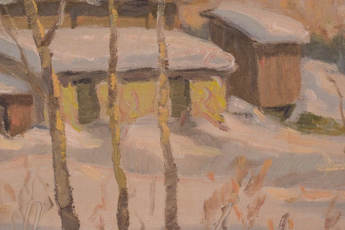 Einar Krüger - Paysage De Neige Post-impressionniste-photo-3