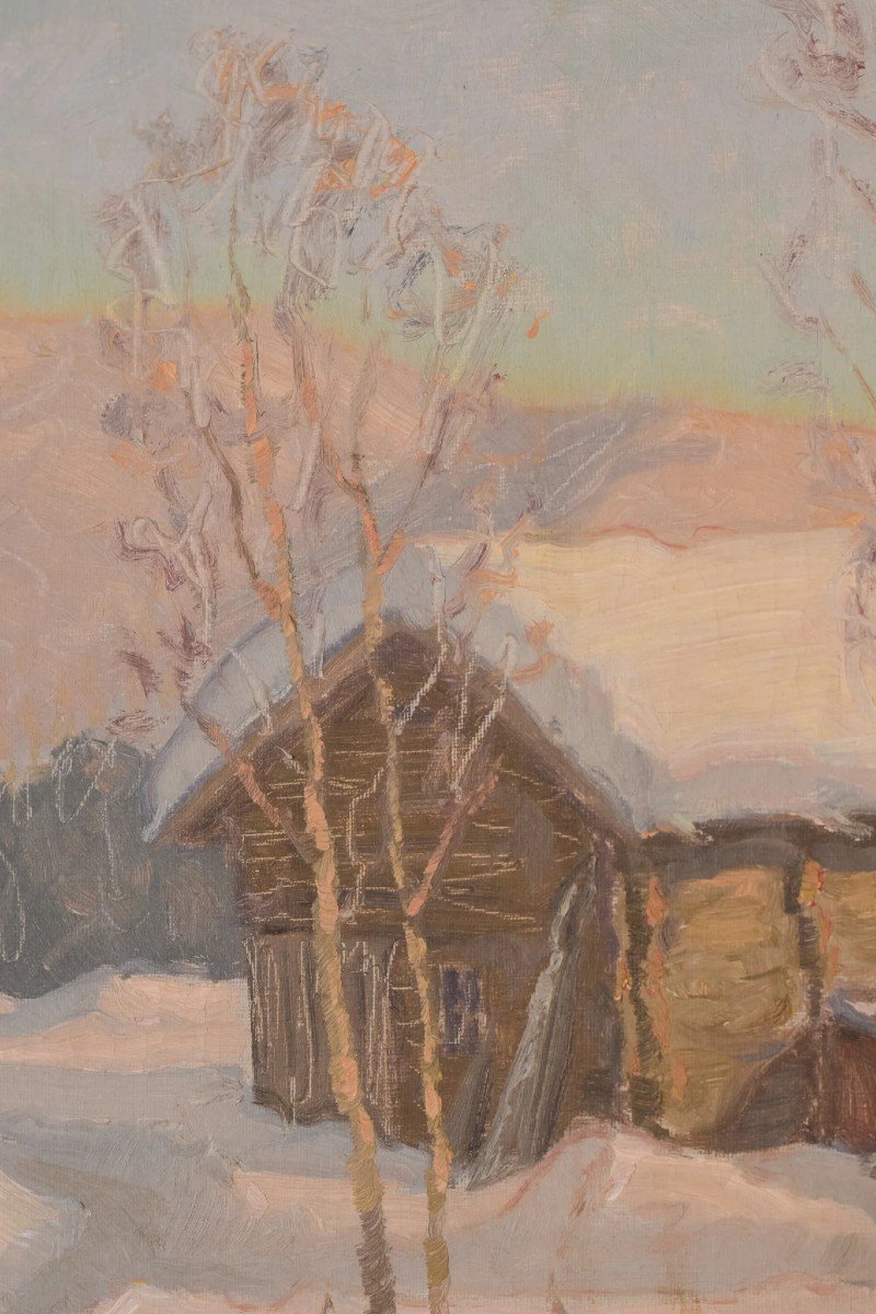 Einar Krüger - Paysage De Neige Post-impressionniste-photo-4